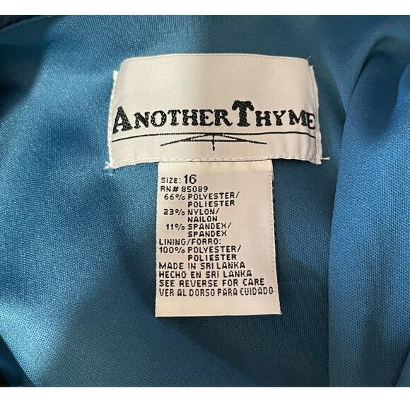 Another Thyme Turquoise Elegant Vintage Inspired Blouse Size 16 Ruffled Satin - Picture 3 of 10